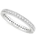 14 K White Gold 35 Cents Brilliant Round Diamond Full Eternity Wedding Band Ring Studded With G Vsi 40 Pcs Of Diamonds